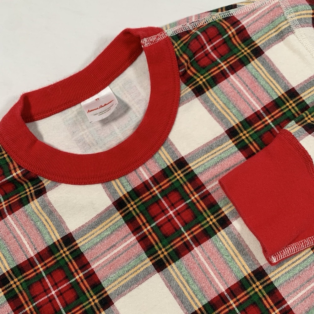 Hanna Andersson Size XS Adult Organic Cotton Red Madras Plaid Holiday Pajama Top